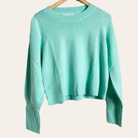 Hill House The Cropped Silvie Merino Wool Sweater in Ocean Wave Size S - Picture 4 of 12